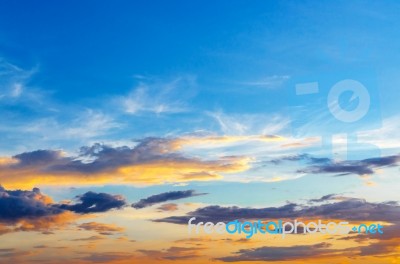 Dark Clouds And Dark Sky In Rainy Day, Cloudy And Stormy And Blue Sky Stock Photo