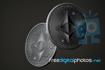 Dark Ethereum Coins Stock Image