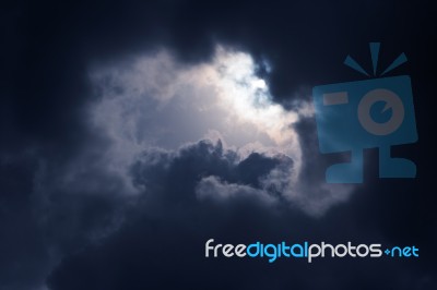 Dark Storm Cloud On Spring Day Stock Photo