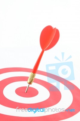 Dart On Center Of Target Stock Photo