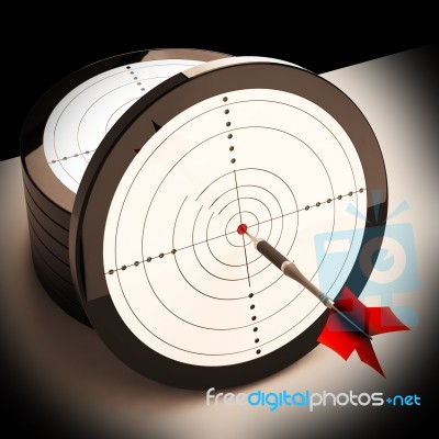 Dart Target Shows Focused Successful Aim Stock Image