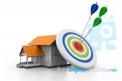 Darts On House Target Stock Image