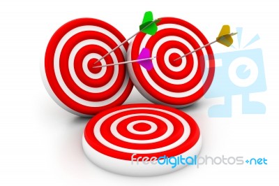 Darts On Red Target Stock Image