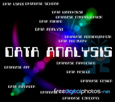 Data Analysis Indicating Information Text And Analytics Stock Image