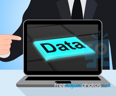 Data Button Displays Facts Information Knowledge Stock Image