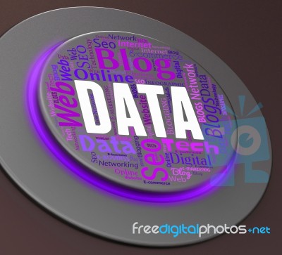 Data Button Means Hi Tec And Control 3d Rendering Stock Image