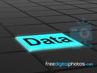 Data Button Shows Facts Information Knowledge Stock Image