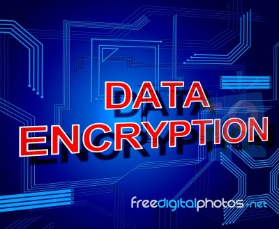 Data Encryption Sign Represents Www Keyboard And Bytes Stock Image