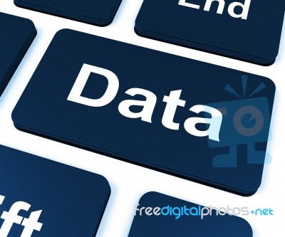 Data Key Shows Facts Information Knowledge Stock Image