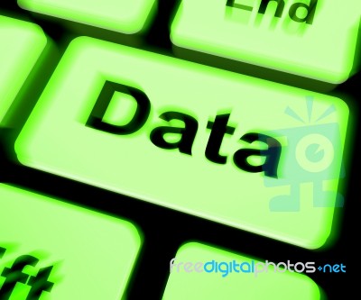 Data Keyboard Shows Facts Information Knowledge Stock Image