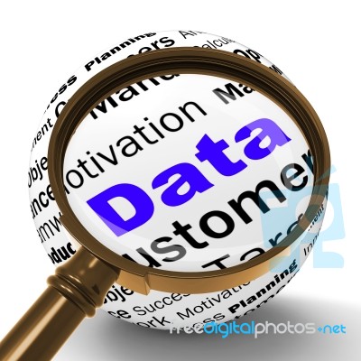 Data Magnifier Definition Means Digital Information Or Database Stock Image