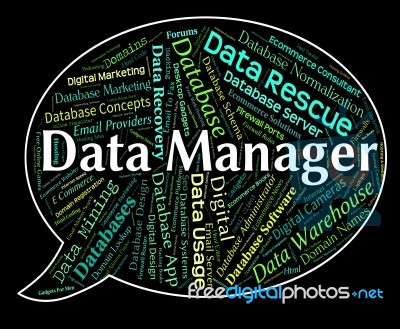 Data Manager Indicates Overseer Facts And Proprietor Stock Image