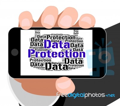 Data Protection Shows Words Secured And Facts Stock Image