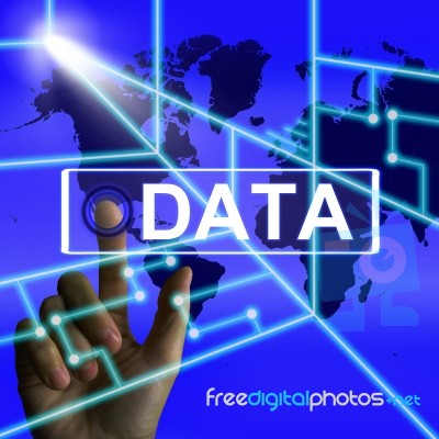 Data Screen Infers An International Or Worldwide Database Stock Image