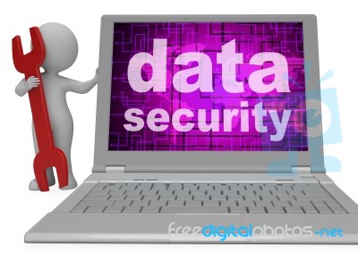 Data Security Shows Protected Website 3d Rendering Stock Image