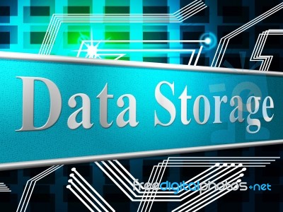 Data Storage Shows Hard Drive And Computer Stock Image