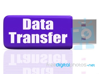 Data Transfer Pen Drive Shows Data Storage Or Files Transfer Stock Image