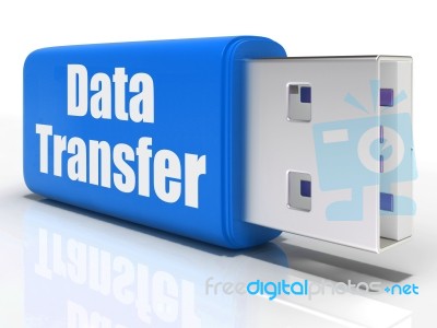 Data Transfer Pen Drive Shows Files Transfer Or Storage Stock Image