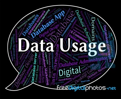 Data Usage Representing Use Words And Information Stock Image