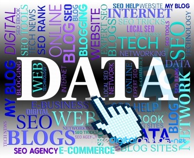 Data Word Represents Web Site And Bytes Stock Image