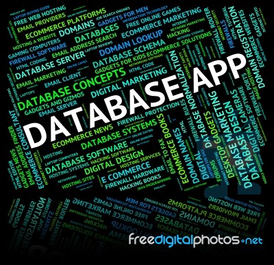 Database App Indicating Programs Text And Computing Stock Image