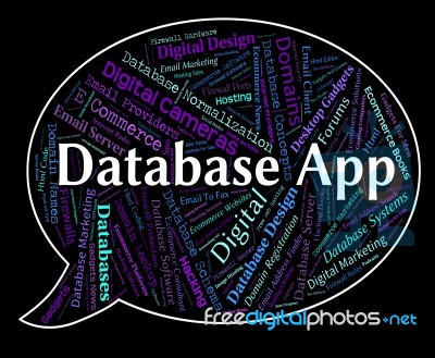 Database App Means Text Apps And Application Stock Image