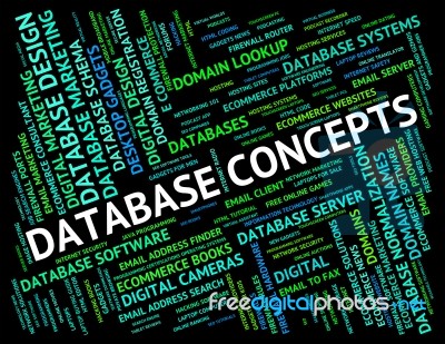 Database Concepts Represents Text Conception And Ideas Stock Image