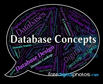 Database Concepts Showing Word Thoughts And Conceptualization Stock Image