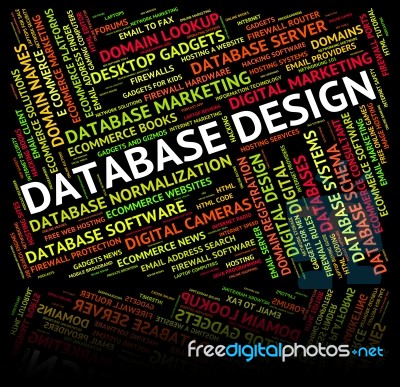 Database Design Indicating Words Computer And Word Stock Image