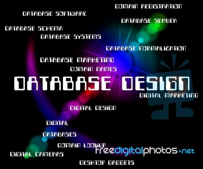 Database Design Represents Word Computing And Designers Stock Image