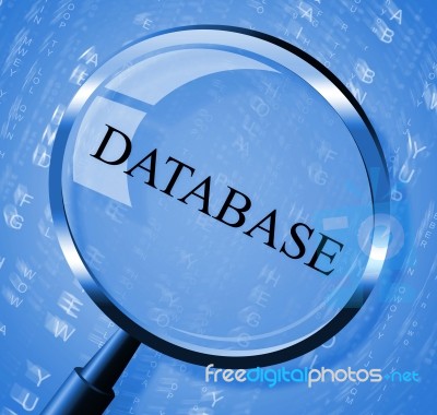 Database Magnifier Shows Bytes Magnification And Computing Stock Image