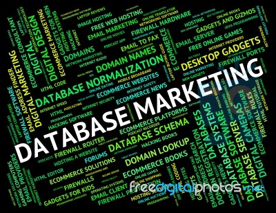 Database Marketing Indicates Databases Text And Promotion Stock Image