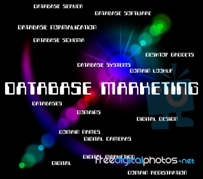 Database Marketing Means Word Promotions And Words Stock Image