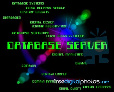 Database Server Indicates Computer Databases And Hosting Stock Image