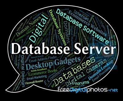 Database Server Shows Word Networking And Databases Stock Image