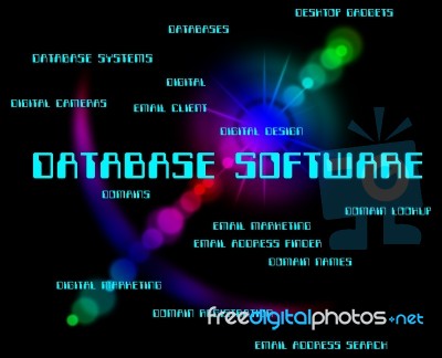 Database Software Means Databases Words And Computer Stock Image