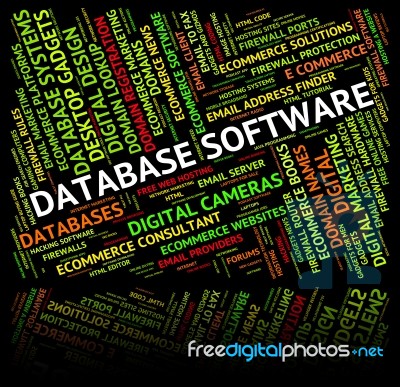 Database Software Means Softwares Freeware And Application Stock Image ...