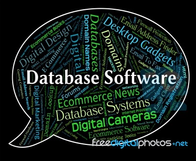 Database Software Means Text Computing And Freeware Stock Image