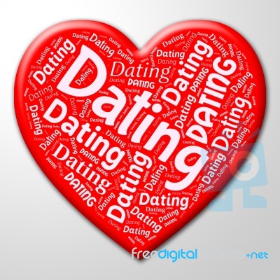 Dating Heart Means Internet Date And Sweetheart Stock Image