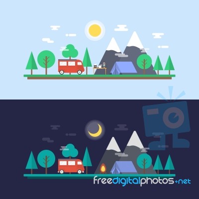 Day And Night Camp Stock Image