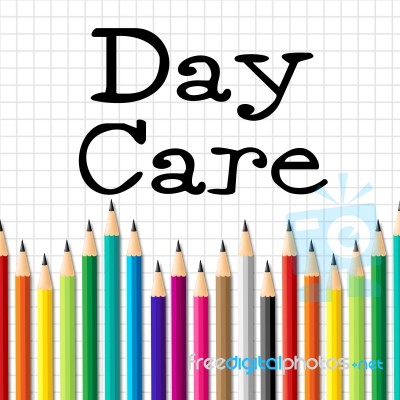 Day Care Pencils Indicates Pre School And Childhood Stock Image