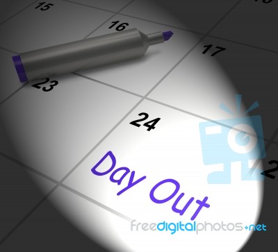 Day Out Calendar Displays Excursion Trip Or Visiting Stock Image