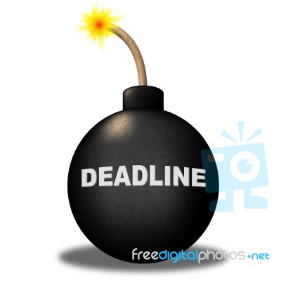 Deadline Limit Indicates Finishing Time And Caution Stock Image