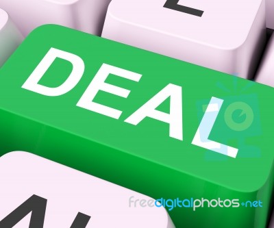 Deal Key Shows Contract Or Dealing
 Stock Image