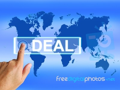 Deal Map Refers To Worldwide Or International Dealings Stock Image