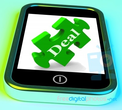 Deal Phone Shows Mobile Trade Deals Contract Or Dealing Stock Image