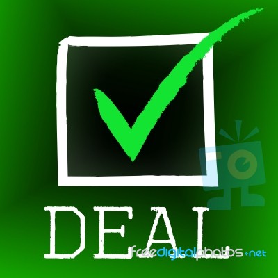 Deal Tick Indicates Hot Deals And Bargain Stock Image