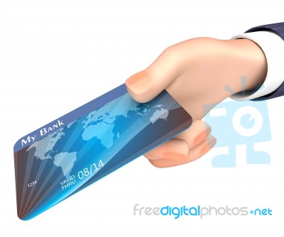 Debit Card Indicates Business Person And Bank 3d Rendering Stock Image