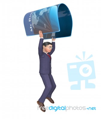 Debit Card Means Business Person And Bought 3d Rendering Stock Image