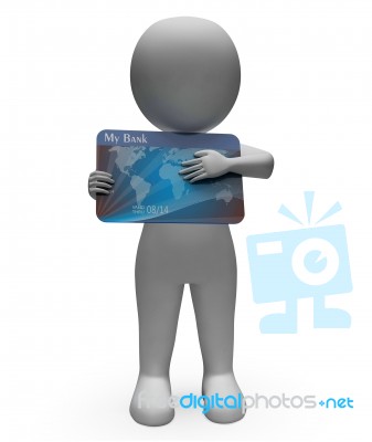 Debit Card Represents Cashless Buyer And Debt 3d Rendering Stock Image